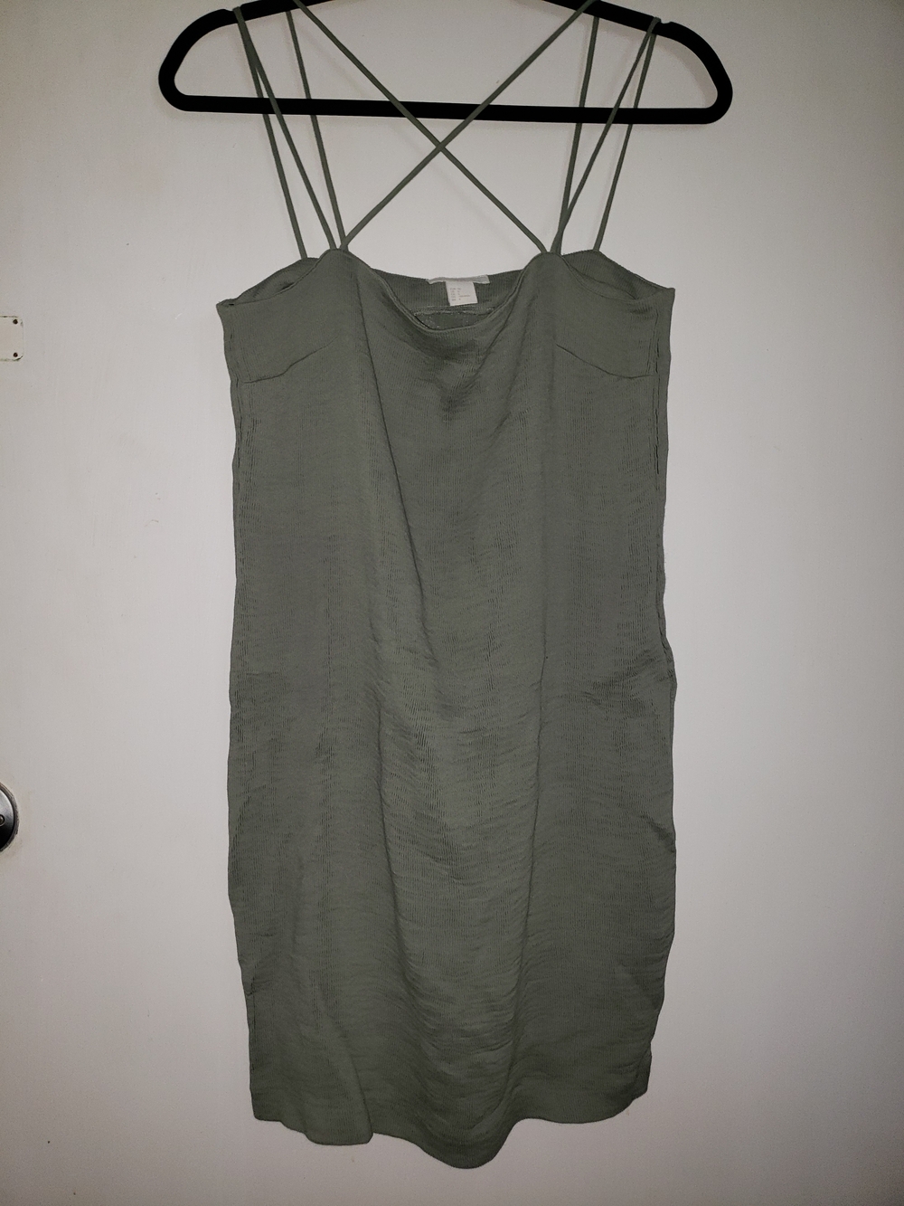 H&M Dark Olive Strappy Ribbed Mini Dress 6